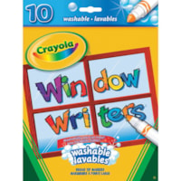 Crayola Markers, Broad Line Washable 10 ct - Window Writers - Conical Marker Point - 10 / Pack