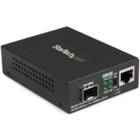 Émetteur-récepteur/Convertisseur de média StarTech.com - 1 x Réseasu (RJ-45) - Multimode, Mode simple (Single-Mode) - Gigabit Ethernet - 10Base-T, 1000Base-SX, 1000Base-LX, 100Base-TX, 1000Base-T - 1 x Slots d'extension - SFP - 1 x Ports SFP - Adaptateur secteur CA - Bureau, Fix