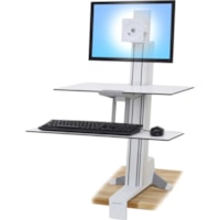 Ergotron WorkFit-S, Single LD with Worksurface+ (White) - Up to 24" Screen Support - 18 lb (8164.66266 g) Load Capacity - Desktop - Aluminum, Plastic, Steel - White