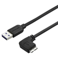 StarTech.com 0.5m 20in Slim Micro USB 3.0 (5Gbps) Cable - M/M - USB 3.0 A to Right-Angle Micro USB - USB 3.2 Gen 1 - Position your USB 3.0 Micro devices with less clutter and according to your configuration needs, with a thin, more flexible cable - 0.5m USB 3.0 A to Micro B Cable - M/M - 20in Slim M