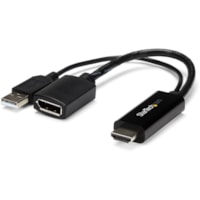 StarTech.com HDMI to DisplayPort Adapter - 4K 30Hz - HDMI to DisplayPort Converter - Compact HDMI to DP Adapter - USB-Powered - Connect an HDMI laptop or desktop to a DisplayPort monitor, using this compact, USB-powered adapter - HDMI to DisplayPort Adapter - HDMI to DisplayPort Converter - HDMI to 