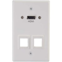 C2G HDMI Pass Through Single Gang Wall Plate with Two Keystones - White - 1-gang - Wall Mount - White - Aluminum - 1 x HDMI Port(s)