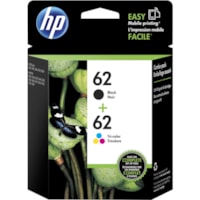 HP 62 Original Inkjet Ink Cartridge - Black, Tri-color - 2 / Pack - 200 Pages Black, 165 Pages Tri-color