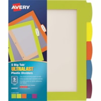 Avery® Big Tab(tm) UltraLast(tm) Plastic Dividers for Laser and Inkjet Printers, 5 tabs - 5 x Divider(s) - 5 Write-on Tab(s) - 5 - 5 Tab(s)/Set - 8.50" (215.90 mm) Divider Width x 11" (279.40 mm) Divider Length - 3 Hole Punched - Multicolor Plastic Divider - Multicolor Plastic Tab(s) - 5 /