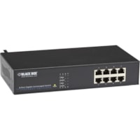 Black Box Ethernet Switch - 8 Ports - Gigabit Ethernet - 10/100/1000Base-TX - 2 Layer Supported - Twisted Pair - 1U - Rack-mountable - 1 Year Limited Warranty 