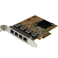 StarTech.com 4-Port PCI Express Gigabit Network Adapter Card - Quad-Port PCIe Gigabit NIC - Add four Gigabit Ethernet ports to a client, server or workstation through one PCI Express slot - 4-Port PCI Express Gigabit network adapter card - Quad-port Gigabit NIC - Network card w/ 4x 10/100/1000 RJ45 