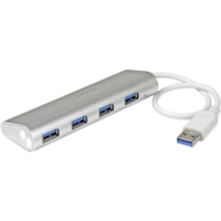 Concentrateur USB - USB - Externe - Argenté, Blanc StarTech.com - USB - Externe - 4 Port(s) USB - 4 Port(s) USB 3.0