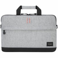 Targus Strata TSS63204US Carrying Case (Sleeve) for 15.6" (396.24 mm) Notebook - Pewter - Damage Resistant Interior - Polyester Body - Shoulder Strap, Handle - 14" (355.60 mm) Height x 2" (50.80 mm) Width