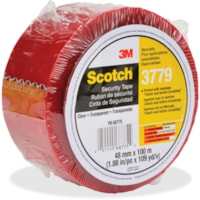 Scotch Printed Message Security Tape - 109.4 yd (100 m) Length x 1.89" (48 mm) Width - 3" (76.20 mm) Core - Clear - Synthetic Rubber - Polypropylene Backing - 1 Each