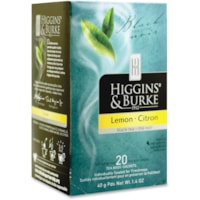 Higgins & Burke Naturals Lemon Black Tea Bags Black Tea - Black Tea - 20 Teabag - 20 / Box