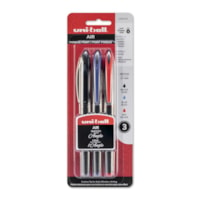 uniball(tm) AIR Rollerball Pen - 0.7 mm (0.03") Fine Pen Point - Assorted Ink - Black Barrel - 3 / Pack