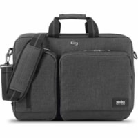 Étui de transport Urban (Porte-documents) pour 15,6 po (396,24 mm) iPad Ordinateur Portable - Gris, Noir Solo - Résistant aux dommages - Polyester Corps - Poignée, Bandoulière, Sangle de sac à dos - hauteur de 12,50 po (317,50 mm) x largeur de 17 po (431,80 mm) x profondeur