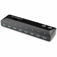 StarTech.com 10-Port USB 3.0 Hub with Charge and Sync Ports - 2 x 1.5A Ports - Desktop USB Hub and Fast-Charging Station - Add ten USB 3.0 (5Gbps) ports including two charging downstream ports to your computer - 10-Port USB 3.0 hub w/ 2 x 1.5A charge & sync ports - Desktop USB hub & charging station