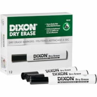 Dixon Dry Erase Markers - Broad Chisel, Fine Marker Point - Black Ink - 1 Dozen