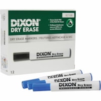 Dixon Dry Erase Markers - Broad Chisel, Fine Marker Point - Blue Ink - 1 Dozen