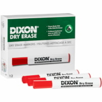 Dixon Dry Erase Markers - Broad Chisel, Fine Marker Point - Red Ink - 1 Dozen