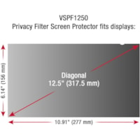 ViewSonic Privacy Screen Filter Black - For 12.5" WidescreenNotebook - Scratch Resistant - Anti-glare - 1