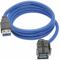 Tripp Lite by Eaton USB 3.0 SuperSpeed Keystone Jack Type-A Extension Cable (M/F), 3 ft - 3 ft (0.91 m) USB Data Transfer Cable for Computer, Keyboard, Hard Drive, Flash Drive - First End: 1 x USB 3.0 Type A - Male - Second End: 1 x USB 3.0 Type A - Female - 5 Gbit/s - Extension Cable - Shielding - 