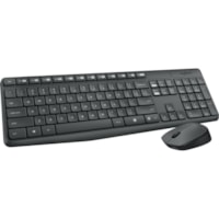 Logitech MK235 Keyboard & Mouse (Keyboard English Layout only) - USB Wireless RF - English - Black - USB Wireless RF - Optical - Scroll Wheel - QWERTY - Black - AAA, AA - Compatible with Desktop Computer for PC, Linux, ChromeOS - 1 Each