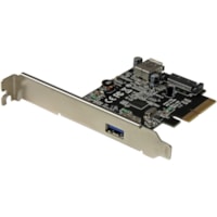 Adaptateur USB - PCI Express x4 - Carte enfichable - Noir StarTech.com - PCI Express x4 - Carte enfichable - 2 Port(s) USB - 1 Port(s) SATA - Support UASP - PC, Mac, Linux