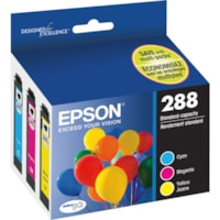 Epson - Cartouche jet d'encre DURABrite Ultra T288 D'origine Jet d'encre - Cyan, Magenta, Jaune - 3 / emballage - Jet d'encre - 3 / Paquet