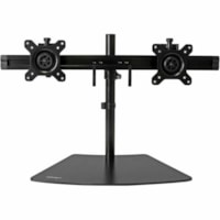 StarTech.com Dual Monitor Stand, Horizontal, For up to 24" (17.6lb/8kg) VESA Monitors, Black, Adjustable Monitor Stand, Steel & Aluminum - Save desk space by mounting two monitors horizontally with this dual monitor stand - Supports VESA monitors up to 24" - Low-profile base sits close to the wall -