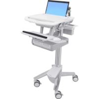 Ergotron StyleView Laptop Cart, 2 Drawers (2x1) - 2 Drawer - 20 lb (9071.85 g) Capacity - 4 Casters - Plastic, Aluminum, Zinc Plated Steel - Aluminum