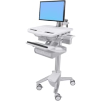 Ergotron StyleView Cart with LCD Arm, 2 Drawers (2x1) - Up to 24" Screen Support - 16.80 kg Load Capacity - Floor - Plastic, Aluminum, Zinc-plated Steel