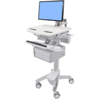 Ergotron StyleView Cart with LCD Arm, 2 Tall Drawers (2x1) - Up to 24" (609.60 mm) Screen Support - 37.04 lb (16800 g) Load Capacity - Floor - Plastic, Aluminum, Zinc-plated Steel