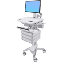 Ergotron StyleView Cart with LCD Pivot, 3 Drawers (1x3) - Up to 24" Screen Support - 16.80 kg Load Capacity - Floor - Plastic, Aluminum, Zinc-plated Steel