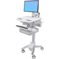 Ergotron StyleView Cart with LCD Pivot, 2 Drawers (2x1) - Up to 24" (609.60 mm) Screen Support - 37.04 lb (16800 g) Load Capacity - Floor - Plastic, Aluminum, Zinc-plated Steel