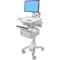 Chariot médical StyleView Ergotron - 2 Tiroir - 37,04 lb (16800 g) Capacité - 4 Roulette - Plastique, Aluminium, Acier zingué - Aluminium