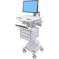 Ergotron StyleView Cart with LCD Arm, SLA Powered, 3 Drawers (1x3) - Up to 24" Screen Support - 16.80 kg Load Capacity - Floor - Plastic, Aluminum, Zinc-plated Steel