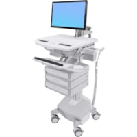 Ergotron StyleView Cart with LCD Arm, LiFe Powered, 3 Drawers (1x3) - Up to 24" (609.60 mm) Screen Support - 33 lb (14968.55 g) Load Capacity - Floor - Plastic, Aluminum, Zinc-plated Steel