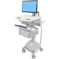 Ergotron StyleView Cart with LCD Arm, LiFe Powered, 1 Tall Drawer (1x1) - Up to 24" (609.60 mm) Screen Support - 33 lb (14968.55 g) Load Capacity - Floor - Plastic, Aluminum, Zinc-plated Steel