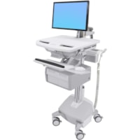 Ergotron StyleView Cart with LCD Arm, LiFe Powered, 2 Tall Drawers (2x1) - Up to 24" Screen Support - 14.97 kg Load Capacity - Floor - Plastic, Aluminum, Zinc-plated Steel