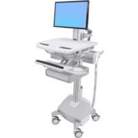 Ergotron StyleView Cart with LCD Pivot, LiFe Powered, 2 Drawers (2x1) - Up to 24" (609.60 mm) Screen Support - 33 lb (14968.55 g) Load Capacity - Floor - Plastic, Aluminum, Zinc-plated Steel