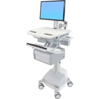 Ergotron StyleView Cart with LCD Pivot, SLA Powered, 1 Tall Drawer (1x1) - Up to 24" (609.60 mm) Screen Support - 37.04 lb (16800 g) Load Capacity - Floor - Plastic, Aluminum, Zinc-plated Steel