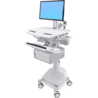 Ergotron StyleView Cart with LCD Pivot, SLA Powered, 2 Tall Drawers (2x1) - Up to 24" Screen Support - 16.80 kg Load Capacity - Floor - Plastic, Aluminum, Zinc-plated Steel