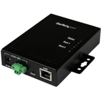 StarTech.com Serveur de périphériques à 2 ports série RS232 vers IP Ethernet - Métallique et montable - 1 x Réseasu (RJ-45) - 2 x Port série - Fast Ethernet - Fixation au mur