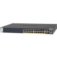 Netgear M4300 24x1G PoE+ Stackable Managed Switch with 2x10GBASE-T and 2xSFP+ (1;000W PSU) - 26 Ports - Manageable - Gigabit Ethernet, 10 Gigabit Ethernet - 10GBase-T, 1000Base-T, 10GBase-X - 3 Layer Supported - Modular - Optical Fiber, Twisted Pair - 1U - Rack-mountable