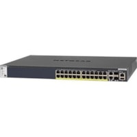 Netgear M4300 24x1G PoE+ Stackable Managed Switch with 2x10GBASE-T and 2xSFP+ (1000W PSU) - 26 Ports - Manageable - Gigabit Ethernet, 10 Gigabit Ethernet - 10GBase-T, 1000Base-T, 10GBase-X - 3 Layer Supported - Modular - Optical Fiber, Twisted Pair - 1U - Rack-mountable