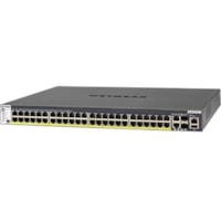 Netgear M4300 48x1G PoE+ Stackable Managed Switch with 2x10GBASE-T and 2xSFP+ (1;000W PSU) - 50 Ports - Manageable - 10 Gigabit Ethernet, Gigabit Ethernet - 10GBase-T, 10GBase-X, 1000Base-T - 3 Layer Supported - Modular - Twisted Pair, Optical Fiber - 1U - Rack-mountable