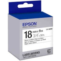 Epson LabelWorks Standard LK Tape Cartridge ~3/4" Black on White - 3/4" Width - Thermal Transfer - White