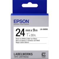 Epson LabelWorks Standard LK Tape Cartridge ~1" Black on White - 1" Width - Thermal Transfer - White