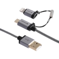 Verbatim Sync/Charge Lightning/Micro-USB Data Transfer Cable - 3.9 ft (1.19 m) Lightning/Micro-USB Data Transfer Cable for iPhone, iPad, iPod - First End: Lightning - Second End: Micro USB - MFI - Black - 1 Each