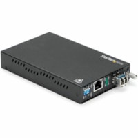 Émetteur-récepteur/Convertisseur de média StarTech.com - 1 x Réseasu (RJ-45) - 1 x LC Ports - Fonction DuplexPort LC - Mode simple (Single-Mode) - 0,05 mil (0 mm) Fibre - Gigabit Ethernet - 1000Base-T, 1000Base-LX - 20 km (12,43 Mille) - Adaptateur secteur CA - Montable en Rack,