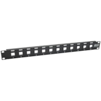 Tripp Lite by Eaton Panneau de brassage vierge N062-012-KJ - 12 Port(s) - 1U Haut - Noir - 19" Grand angle - Montable en rack