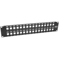 Tripp Lite by Eaton N062-032-KJ 32-Port 2U RackMount Unshielded Blank Keystone/Multimedia PatchPanel - 32 Port(s) - 2U High - Black - 19" Wide - Rack-mountable