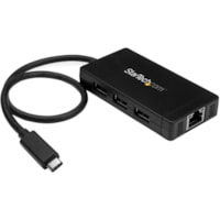 StarTech.com USB-C to Ethernet Adapter - Gigabit - 3 Port USB C to USB Hub and Power Adapter - Thunderbolt 3 Compatible - Turn a laptop's USB Type-C port into three USB Type-A ports (5Gbps) & one Gigabit Ethernet port - USB 3.0 Hub - Includes Power Adapter - USB-C to USB Adapter - Powered USB Hub - 